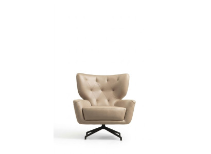 Ohrensessel Sessel Polster 1 Sitzer Braun Polstersessel Leder Moderne
