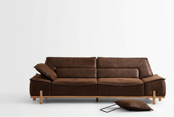 Couch Stoffsofa Dreisitzer Sofa Sitzer Polstersofa Braun Stoff Modern