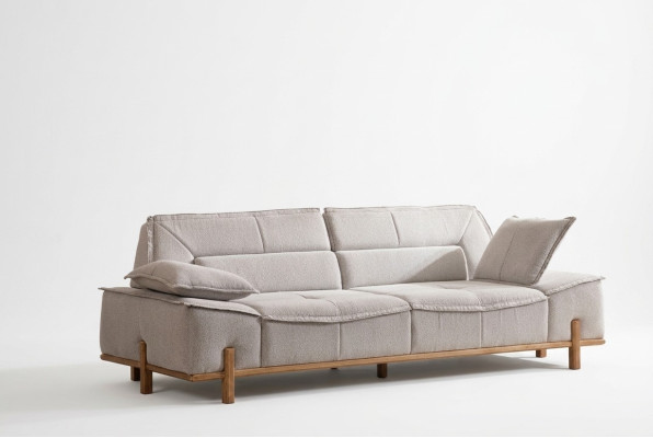 Dreisitzer Couch Stoffsofa Sofa Sitzer Polstersofa Stoff Modern Grau