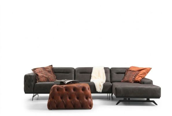 Couch Ecksofa L form Grau Sofa Polstersofa Ottomane Stoffsofa Stoff