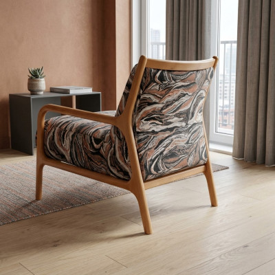Sessel Klassischе Polstersessel Stoffsessel Stoff Holz Braun Einsitzer