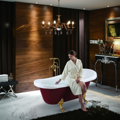 Badewanne Wanne Standbadewanne Freistehende Rot Moderne Bad Badezimmer