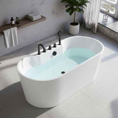 Zeitgenössisch Wanne Acryl Badewanne Badezimmer Weiß Standbadewanne