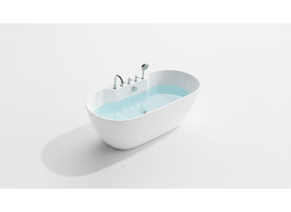 Standbadewanne Oval Badezimmer Acryl Badewanne Wanne Freistehende Weiß