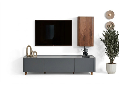 Designer Grauer Sideboard Luxuriöser Wohnzimmer TV-Ständer Lowboard