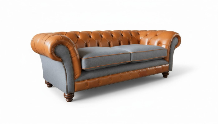 Luxuriöses Kunstledersofa im Chesterfield 3 Sitzer Sofa Design mit drei Sitzplätzen