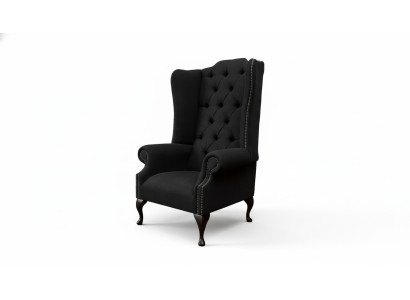 Ohrensessel Sessel Sitzer Schwarz Design Polster Chesterfield Textil Neu