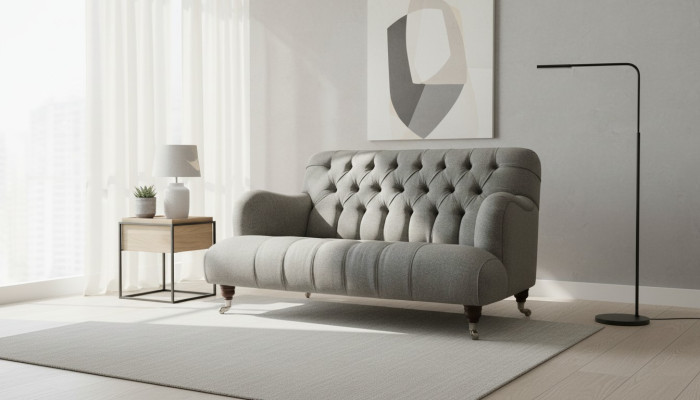 Luxus Dreisitzer Grau Sofa 2 Sitzer Design Chesterfield Möbel Couchen