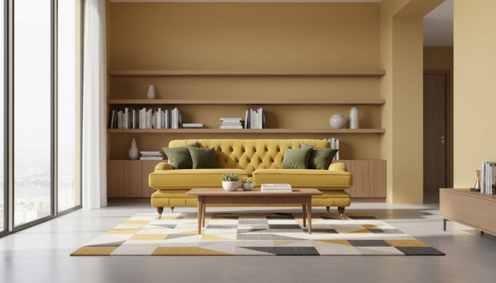 Sofa 3 Sitzer Gelb Polstersofa Wohnzimmer Elegantes Design Klassische