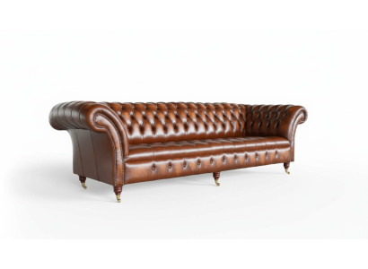Sofa 4 Sitzer Chesterfield Design Luxus Sofa Polster Couch Neu Braun