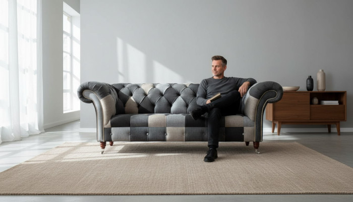 Modern Sofa 3 Sitzer Chesterfield Dreisitzer Wohnzimmer Sofas Luxus Couch Stil
