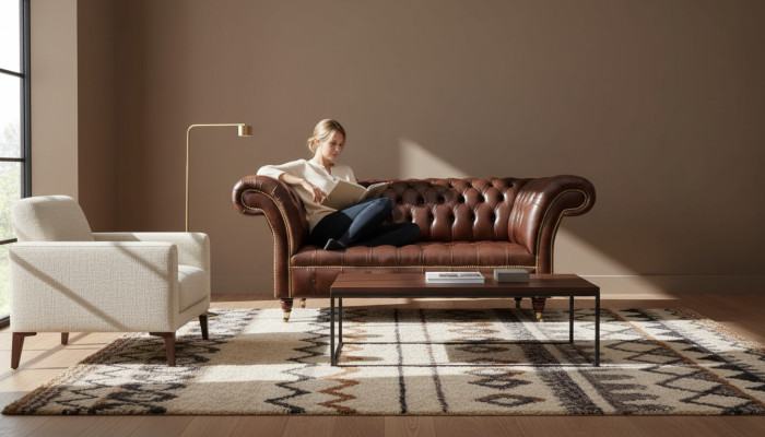 Nov oblazinjen Chesterfield dvosed