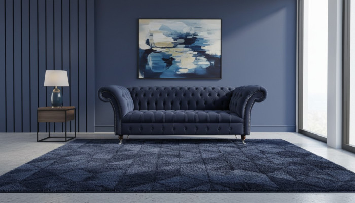 Luxus Sofa Dreisitzer Blau Stoff Textil Stil Couch Sofas Couchen Möbel
