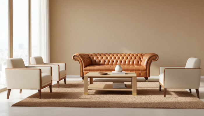 Sofa 3 Sitzer Sitz Modern Chesterfield Sofas Couchen Polster Braun Neu