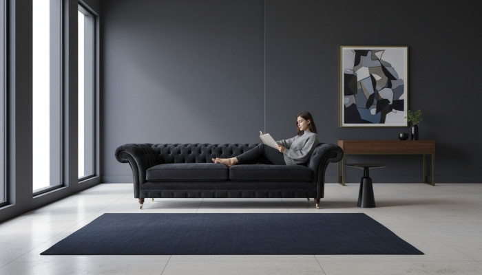 Design Sofa 4 Sitzer Polster Luxus Klassische Textil Chesterfield Sofas
