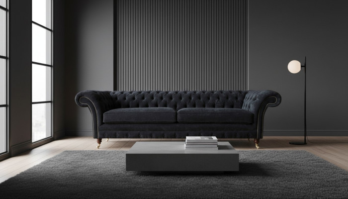 Design Sofa 4 Sitzer Polster Luxus Klassische Textil Chesterfield Sofas
