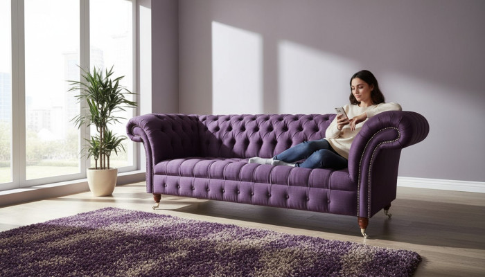 Chesterfield 3 Sitzer Sofa Stoffsofa Couch Polster Sitz 3er Sofas Neu