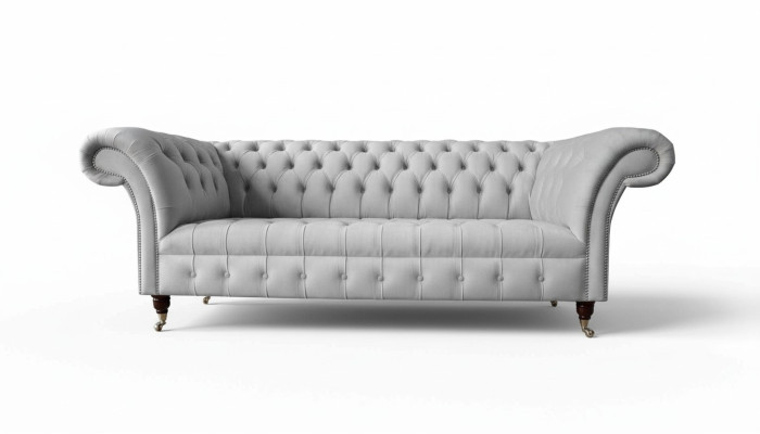 Chesterfield Textil Sofa Couch 3 Sitzer Polster Sitz Grau Sofas Big Neu