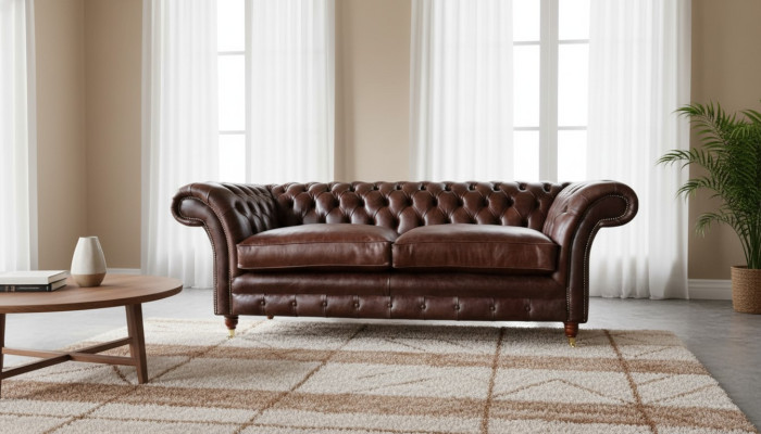 Sofa 3 Sitzer Couch Polster Sofas Couchen Wohnzimmer Chesterfield Leder