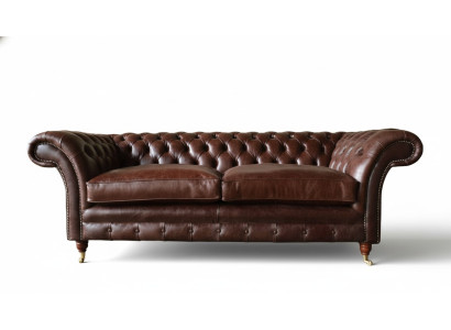 Sofa 3 Sitzer Couch Polster Sofas Couchen Wohnzimmer Chesterfield Leder