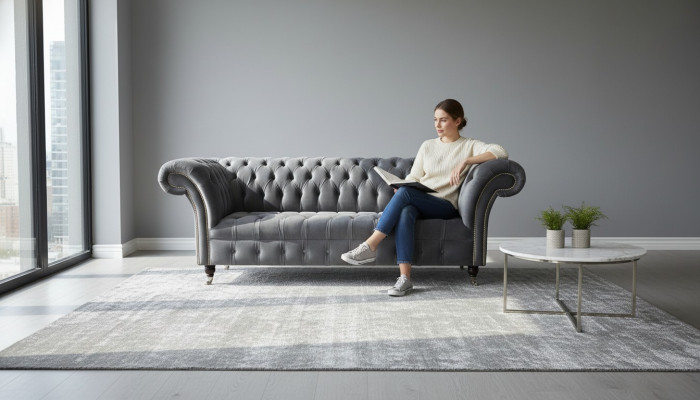 Chesterfield 3 Sitzer Design Sofa Polster Sofas Couchen Textil Dreisitzer