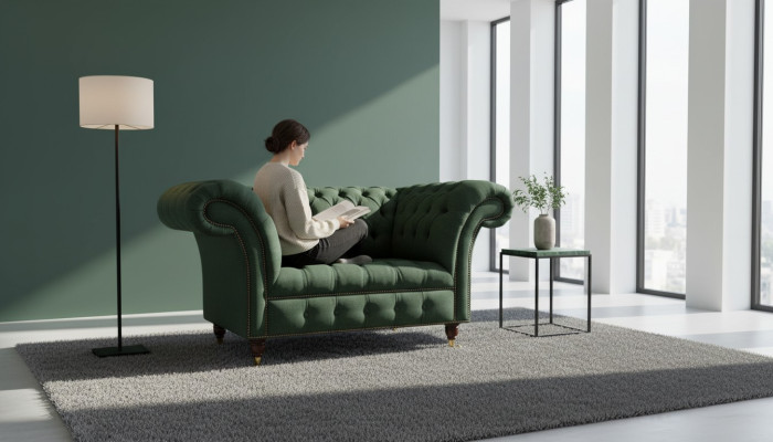Grüner Sessel Sofa Couch Polster Luxus Klassische Textil Couchen Neu