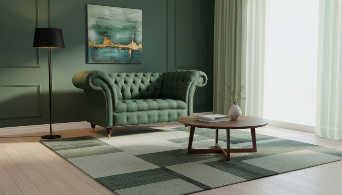 Grüner Sessel Sofa Couch Polster Luxus Klassische Textil Couchen Neu
