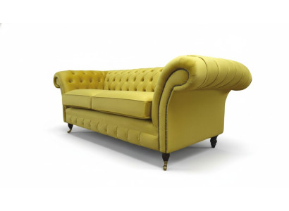 Textil 3 Sitzer Blau Stoff Design Couch Polster 230cm Sofa Chesterfield