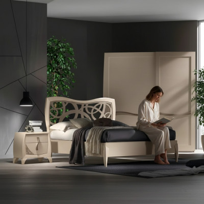Bett 2x Nachttische 3tlg. Schlafzimmer Design Luxus Schlafzimmer Möbel
