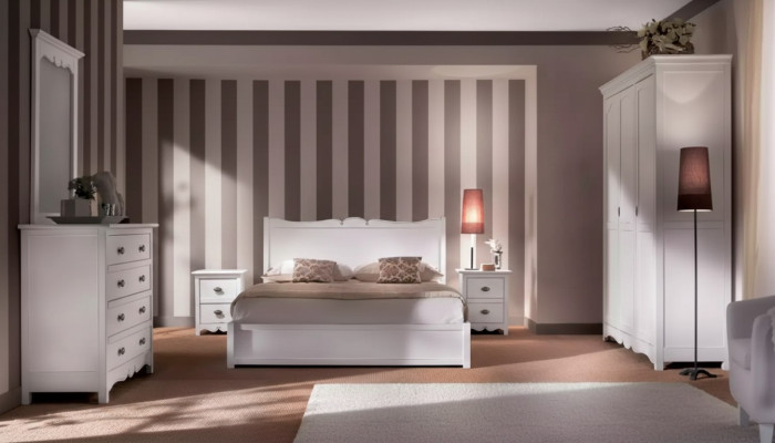 Modern Schlafzimmer Bett 2x Nachttische Kommode Schrank Set
