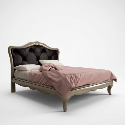 Bett Grau Luxus Holzbett Schlafzimmer Design Italienische Art déco Neu