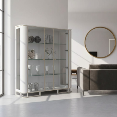 Vitrine Holz Luxus Klassisches Sideboard Design Möbel Italienisch Weiß