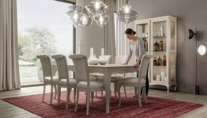 Esstisch 6x Stühle Vitrine 8tlg. Esszimmer Gruppe Garnitur Sitzgruppe