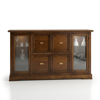 Wohnzimmer SideboardGlas Schrank Vitrine Esszimmer Anrichte Holz Möbel