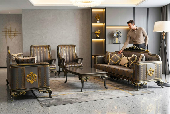 Wohnzimmer Set Sofagarnitur Naturfarben Design Polstermöbel Couchtisch