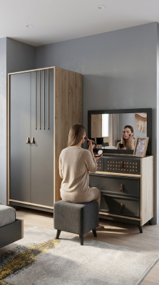 Exklusives Design Kommode mit Spiegel Schlafzimmer Kommode Design Schrank