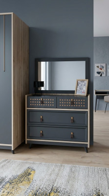 Exklusives Design Kommode mit Spiegel Schlafzimmer Kommode Design Schrank