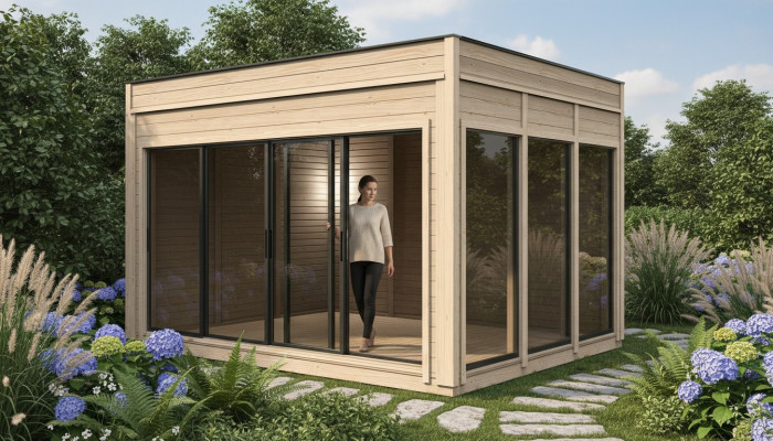 Campinghaus Holzhaus Gartenhaus Camping Häuschen Fertig Haus 464cm