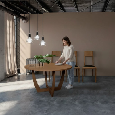 Rund Esstisch Holz Küchentisch runden neuen Stil modern braun 140cm