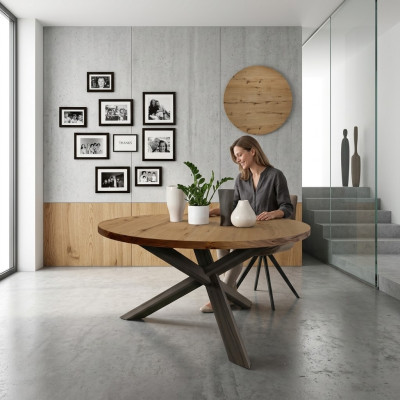 Esszimmer Rund Esstisch Holz runden Küchentisch Stil modern braun 140cm