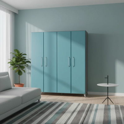 Kleiderschrank Schlafzimmer Holz Schrank Modern Kleiderschränke blau