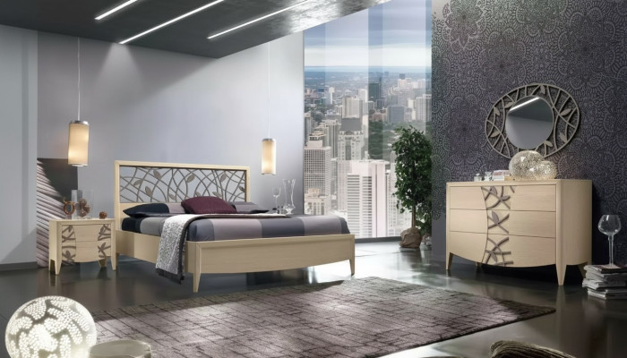 Schlafzimmer Set Komplett Bett 2x Nachttisch Kommode 5tlg neu beige