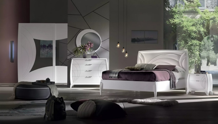 Schlafzimmer Set Bett 2x Nachttisch Kleiderschrank 6tlg Design Luxus