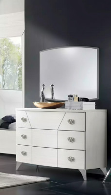 Schlafzimmer Set Kommode Spiegel Luxus Komplettes weiß Sideboard 2tlg