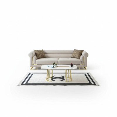 Sofa 3 Sitzer Textil Wohnzimmer Design Modern Neu Luxus weiß