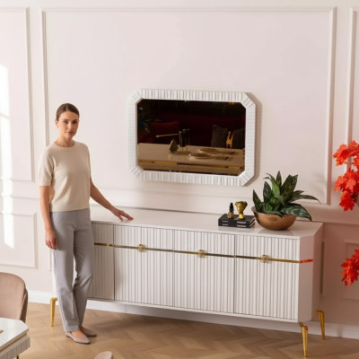 Sideboard Spiegel Design Möbel Konsole Holz Wohnzimmer Designer
