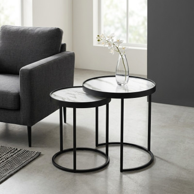 Beistelltische 2x Wohnzimmer Couchtisch Kaffetisch Satztisch Edelstahl