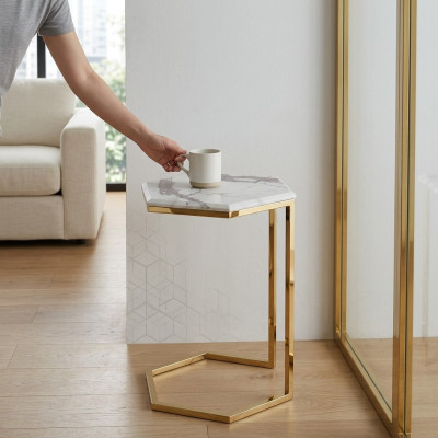 Beistelltisch Wohnzimmer Möbel Material Edelstah gold Edelstahl Design
