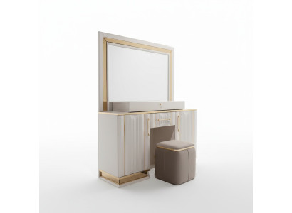 Schlafzimmer Set Schminktisch mit Spiegel Hocker Design Luxus neu 2tlg