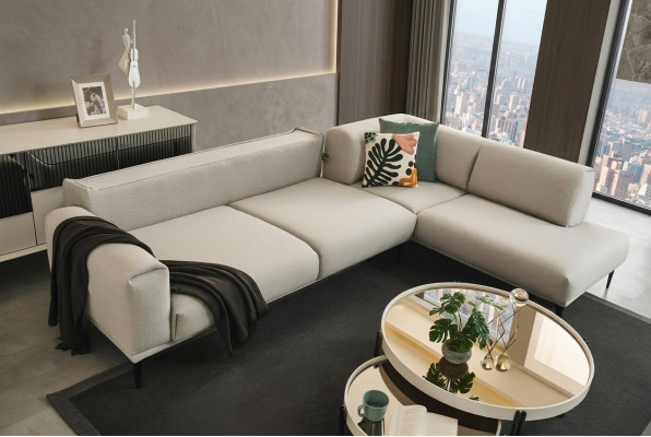 Weißes Ecksofa L-Form Designer Couch Polstersofas Wohnzimmer Möbel Neu